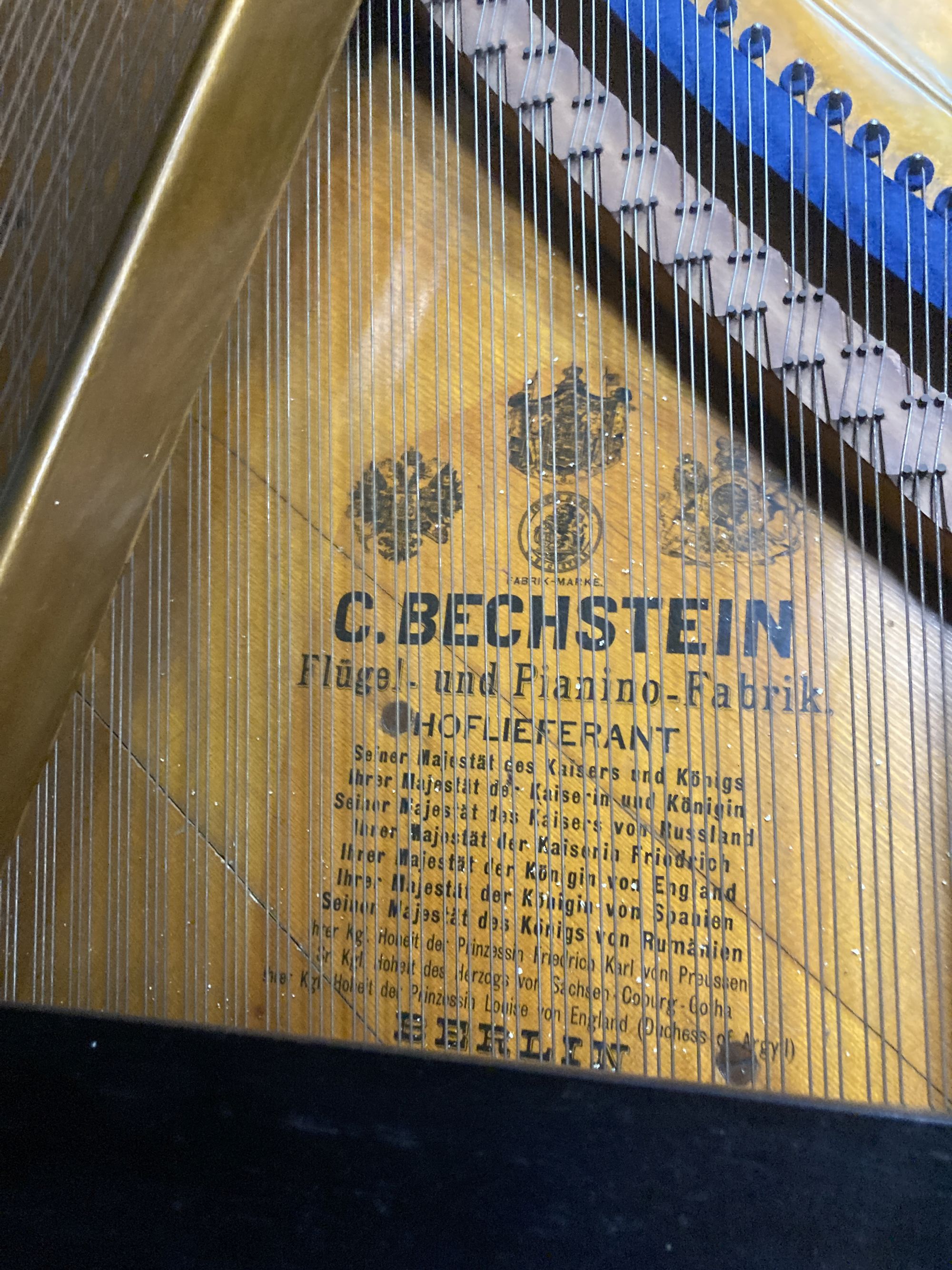 A Bechstein ebonised cased boudoir grand piano, c.1901, length 198cm